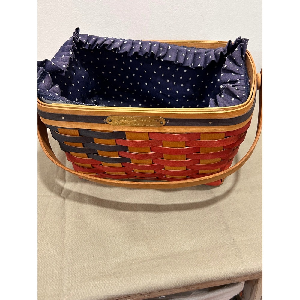Bradford Basket Company 1995 Flag Basket Patriotic Woven Wood Star Liner USA
